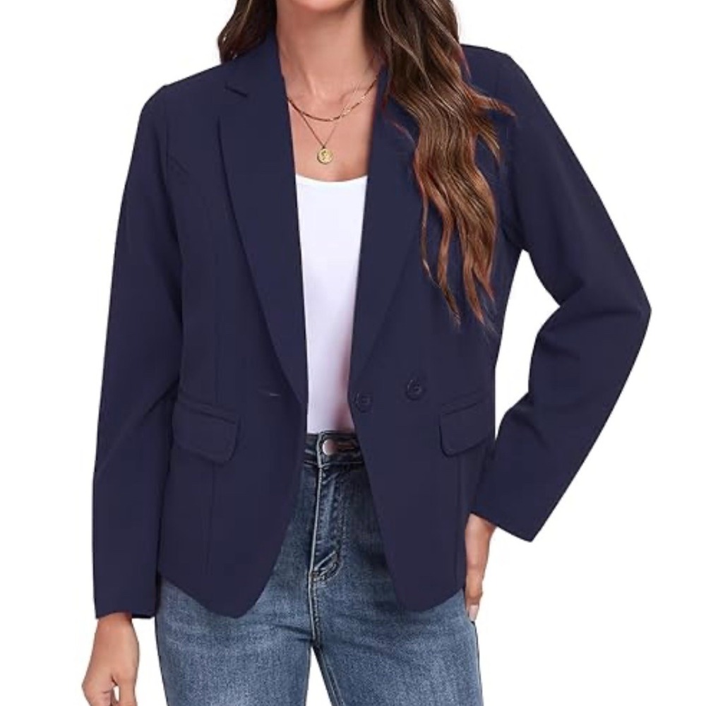 ModCloth Classic Button Blazer purple career casual  Women's XL Cotton‎ Blend